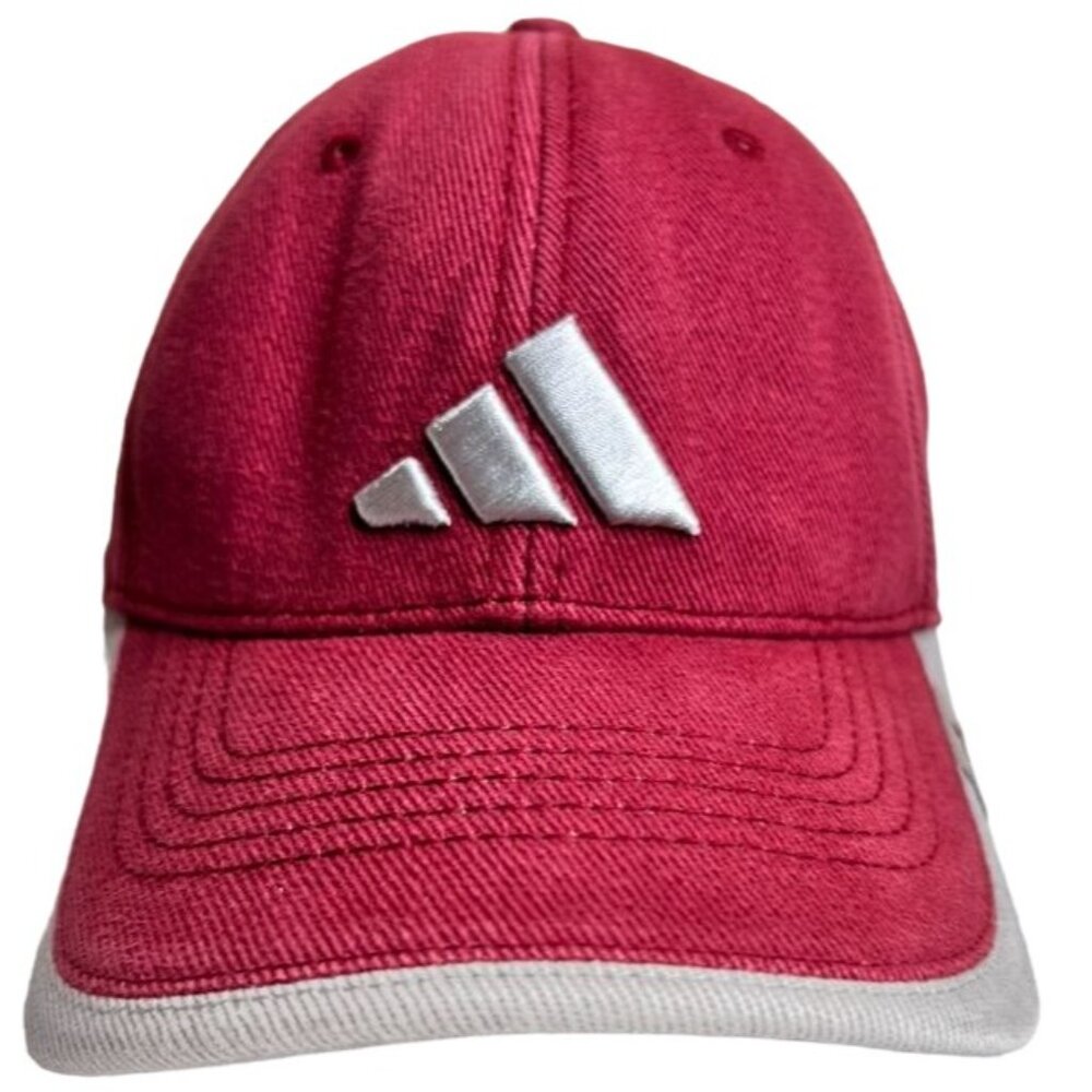 Adidas Maroon & Gray Denim Adjustable Baseball Cap Embroidered Logo